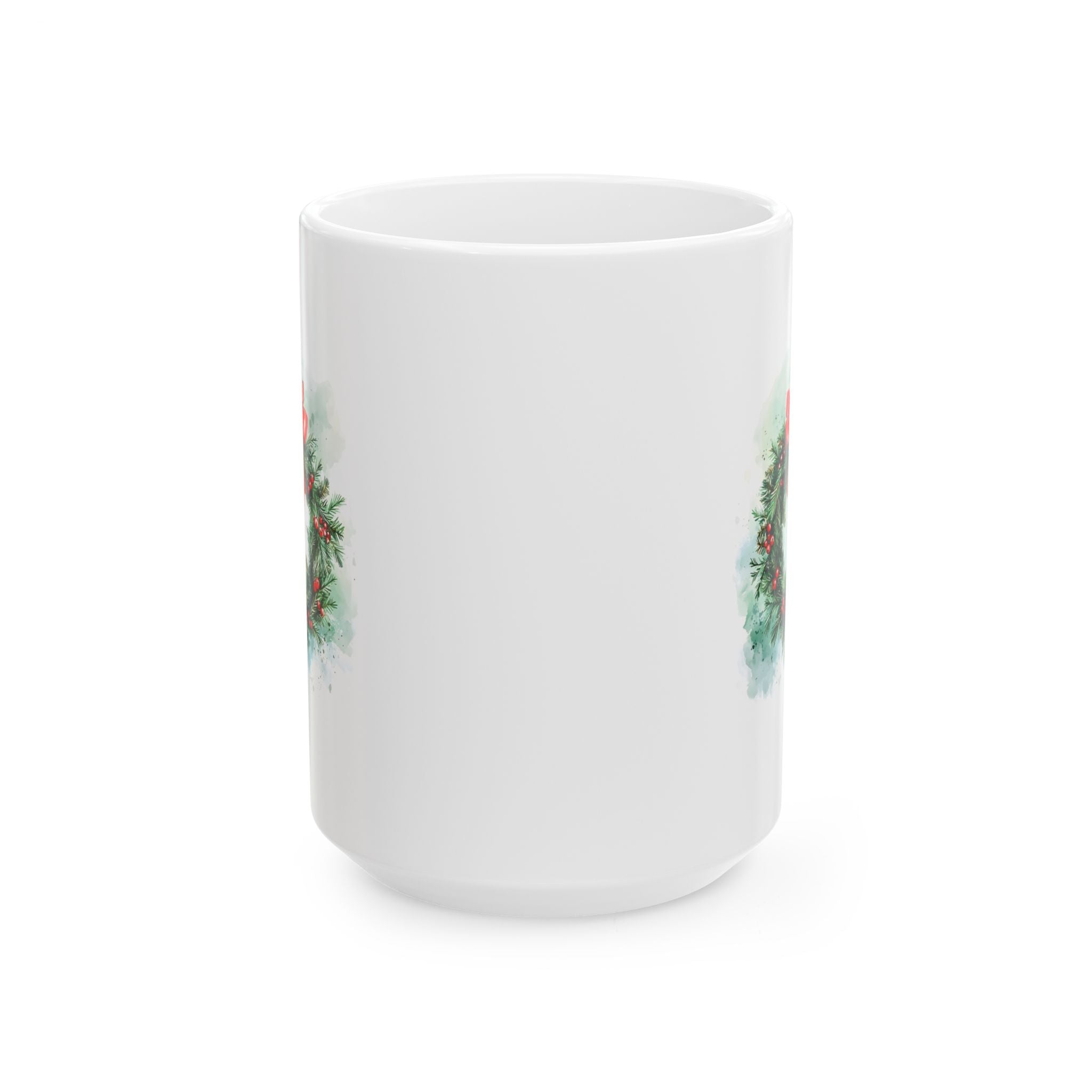 Christmas Wreath Ceramic Mug – Festive Holiday Coffee Cup (11oz, 15oz)