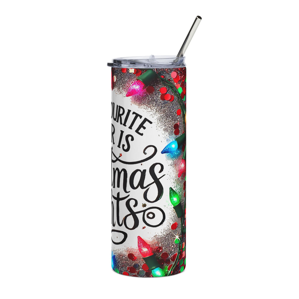 Christmas Lights Stainless Steel Tumbler — “My Favourite Color Is Christmas Lights” 20oz Holiday Travel Cup