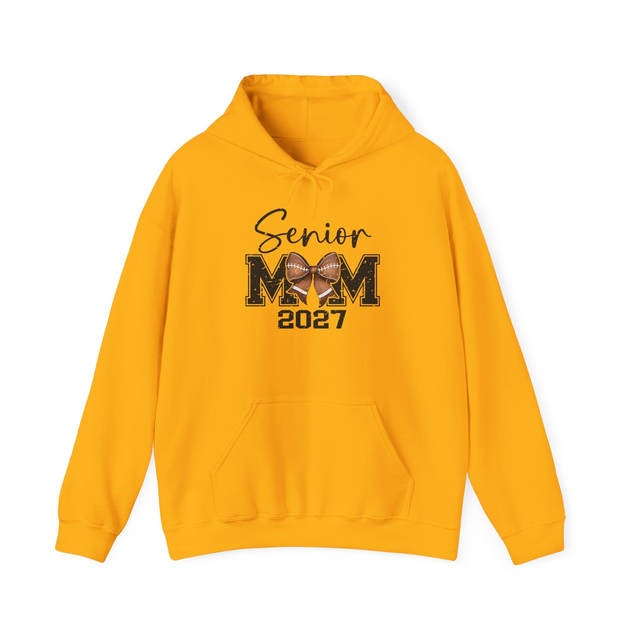 Senior Mom 2027 Hoodie — Football Bow Mom Graduation Sweatshirt