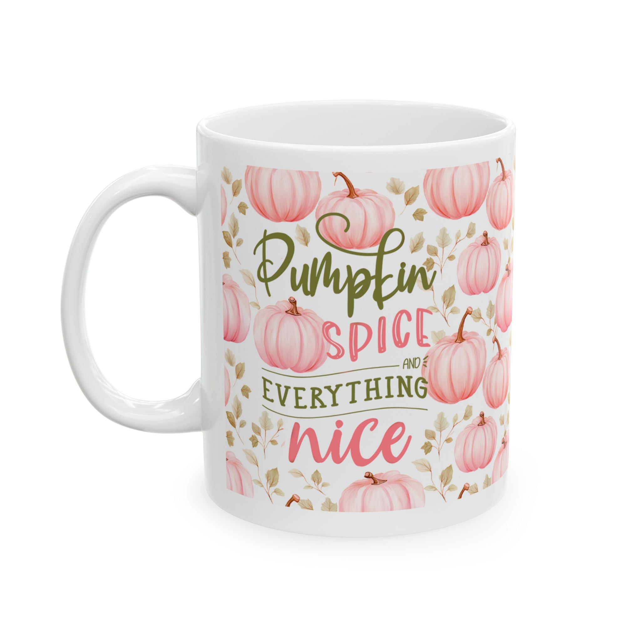 Pink Pumpkin Ceramic Mug — Autumn Floral Coffee Cup (11oz, 15oz)