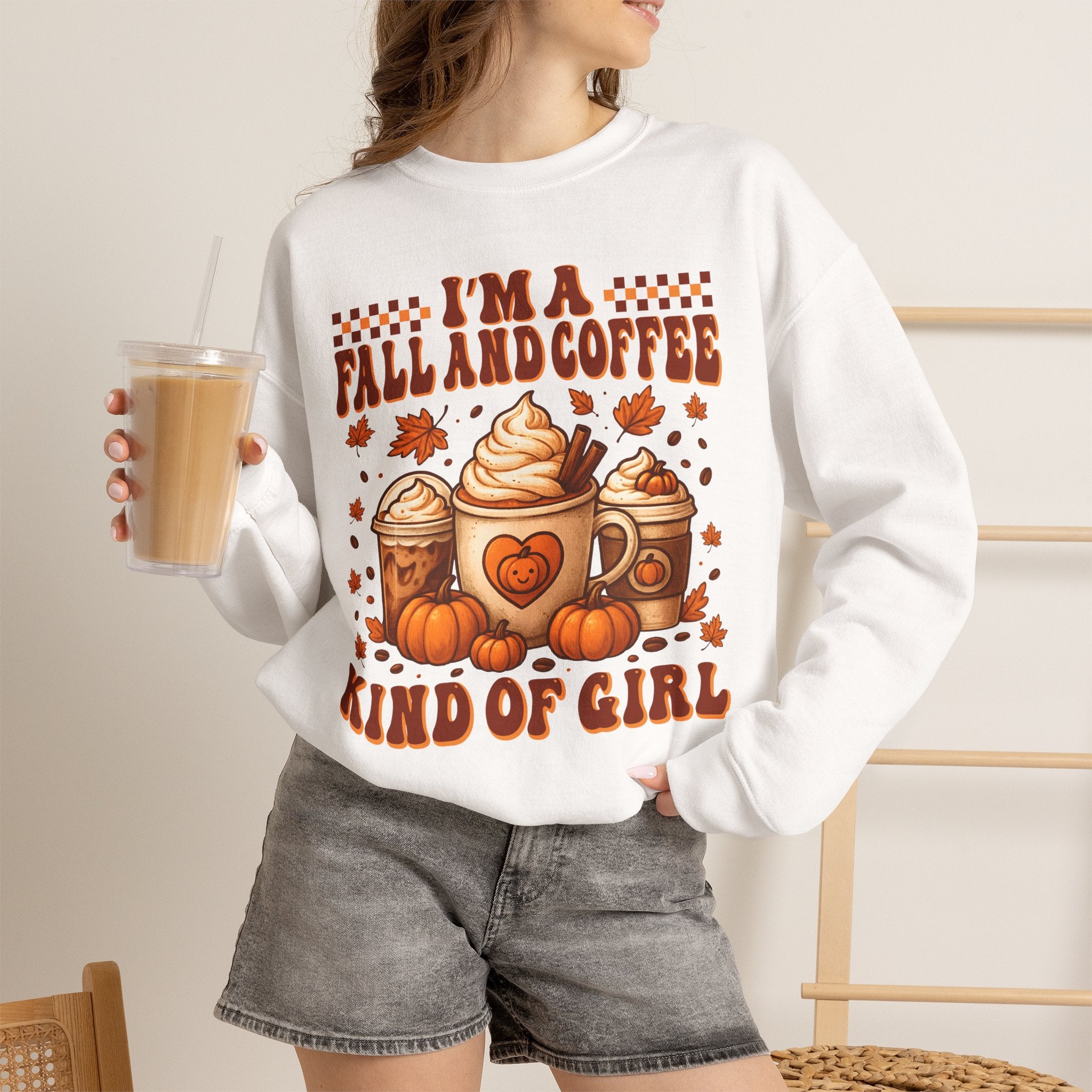 Fall & Coffee Crewneck Sweatshirt — "I’m a Fall and Coffee Kind of Girl"