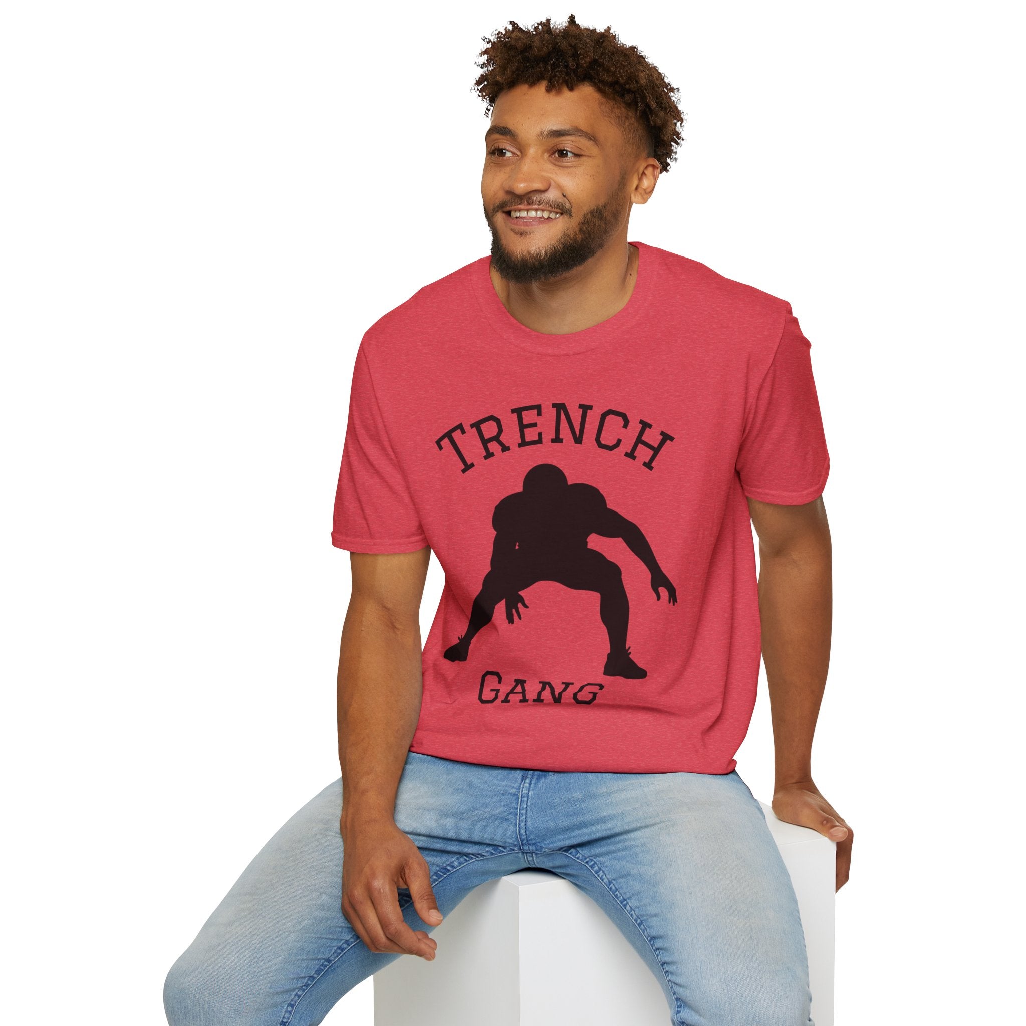 Football Lineman Tee — Retro Trench 3‑Point Stance Tee