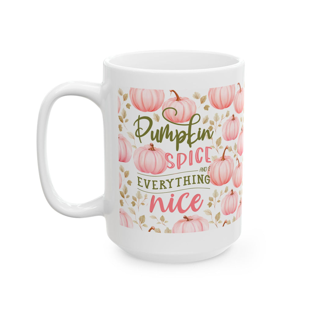 Pink Pumpkin Ceramic Mug — Autumn Floral Coffee Cup (11oz, 15oz)