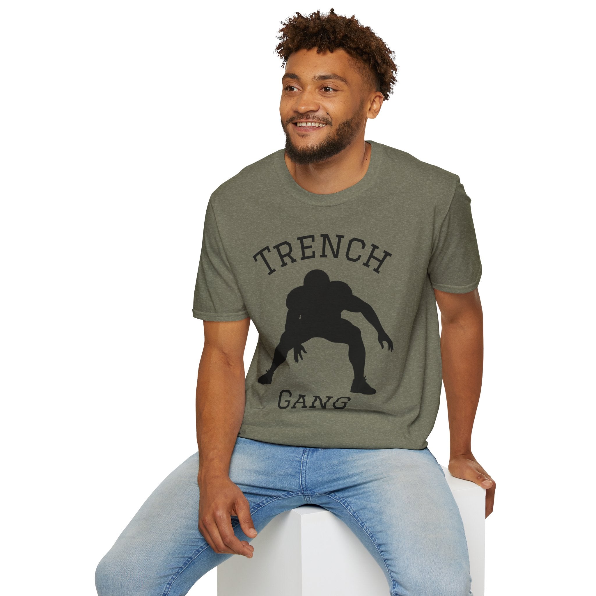 Football Lineman Tee — Retro Trench 3‑Point Stance Tee