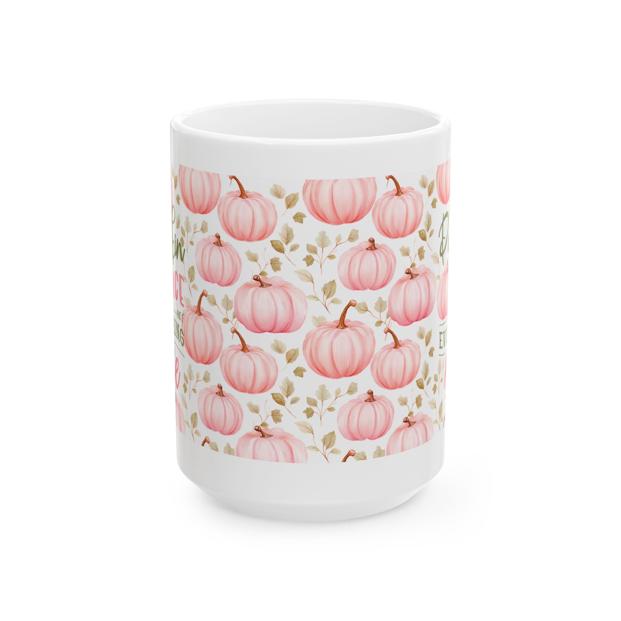 Pink Pumpkin Ceramic Mug — Autumn Floral Coffee Cup (11oz, 15oz)