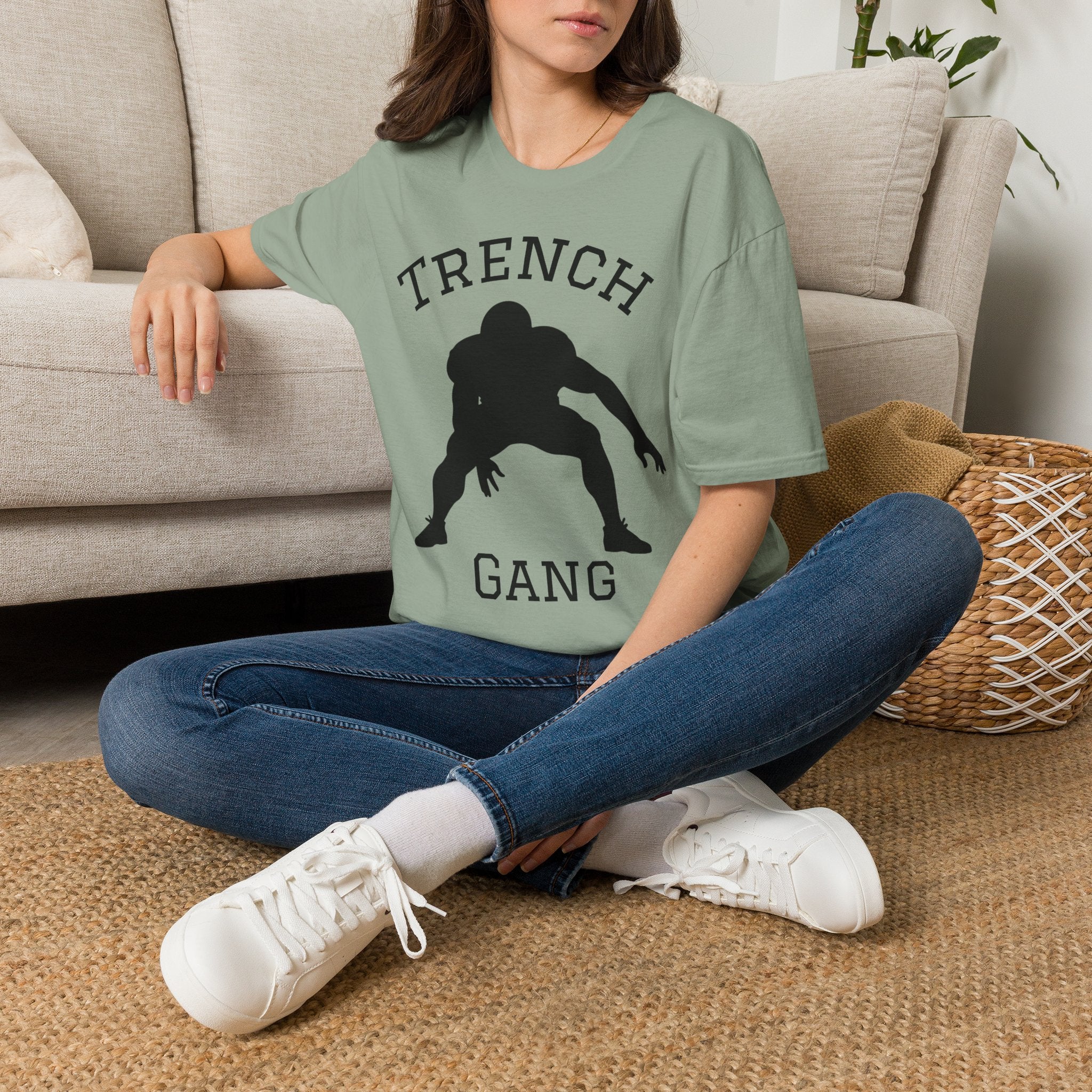 Football Lineman Tee — Retro Trench 3‑Point Stance Tee