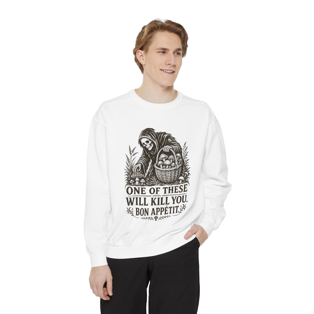 Comfort Colors Grim Reaper 'One of These Will Kill You - Bon Appétit' Sweatshirt