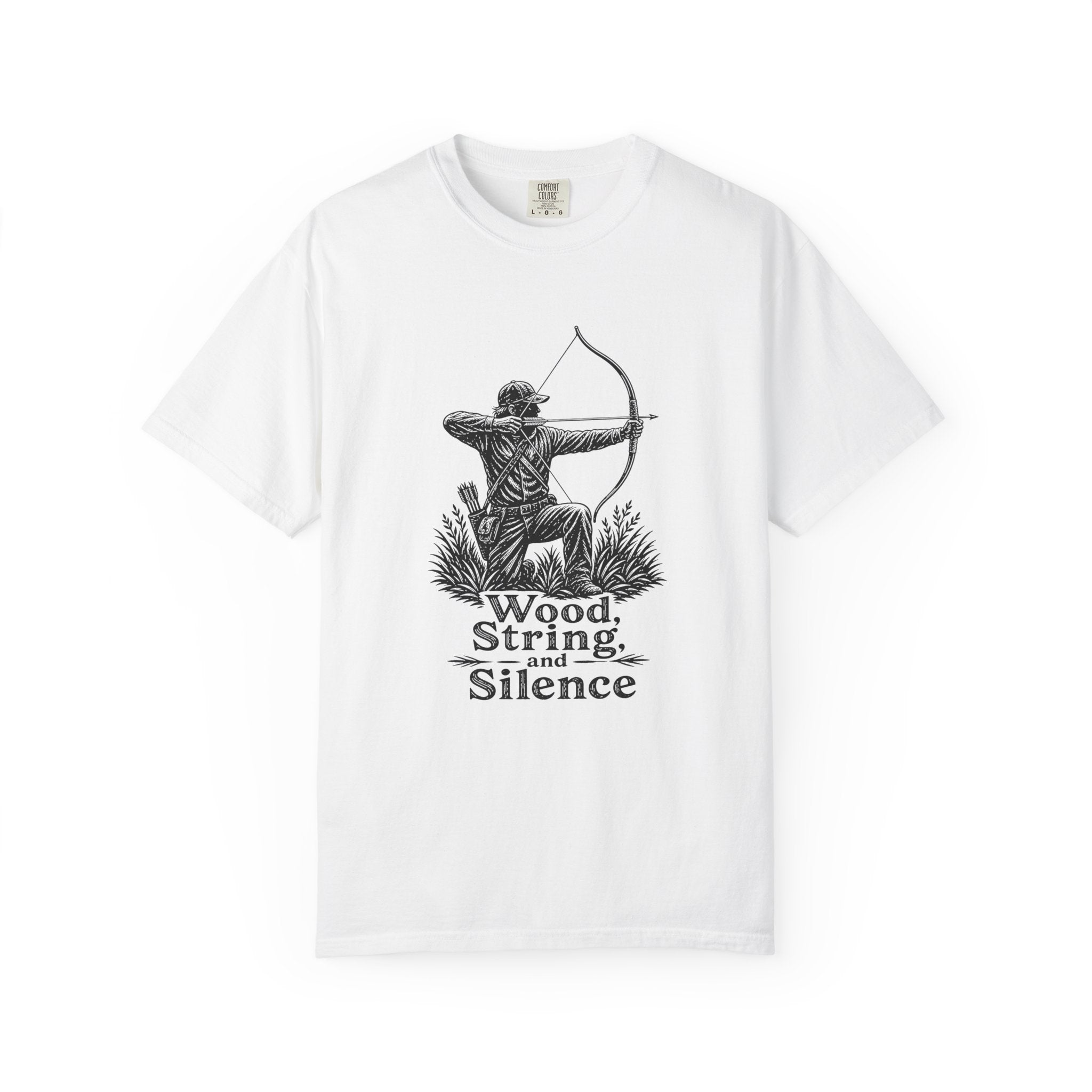 Comfort Colors® Archer Graphic T-Shirt — "Wood, String, and Silence" Vintage Archery Tee