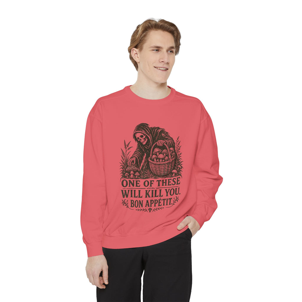 Comfort Colors Grim Reaper 'One of These Will Kill You - Bon Appétit' Sweatshirt