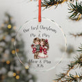 Our First Christmas as Mr & Mrs Ornament, Personalized Glass Newlywed Christmas Ornament 2026, Custom Names Wedding Gift with Gift Box