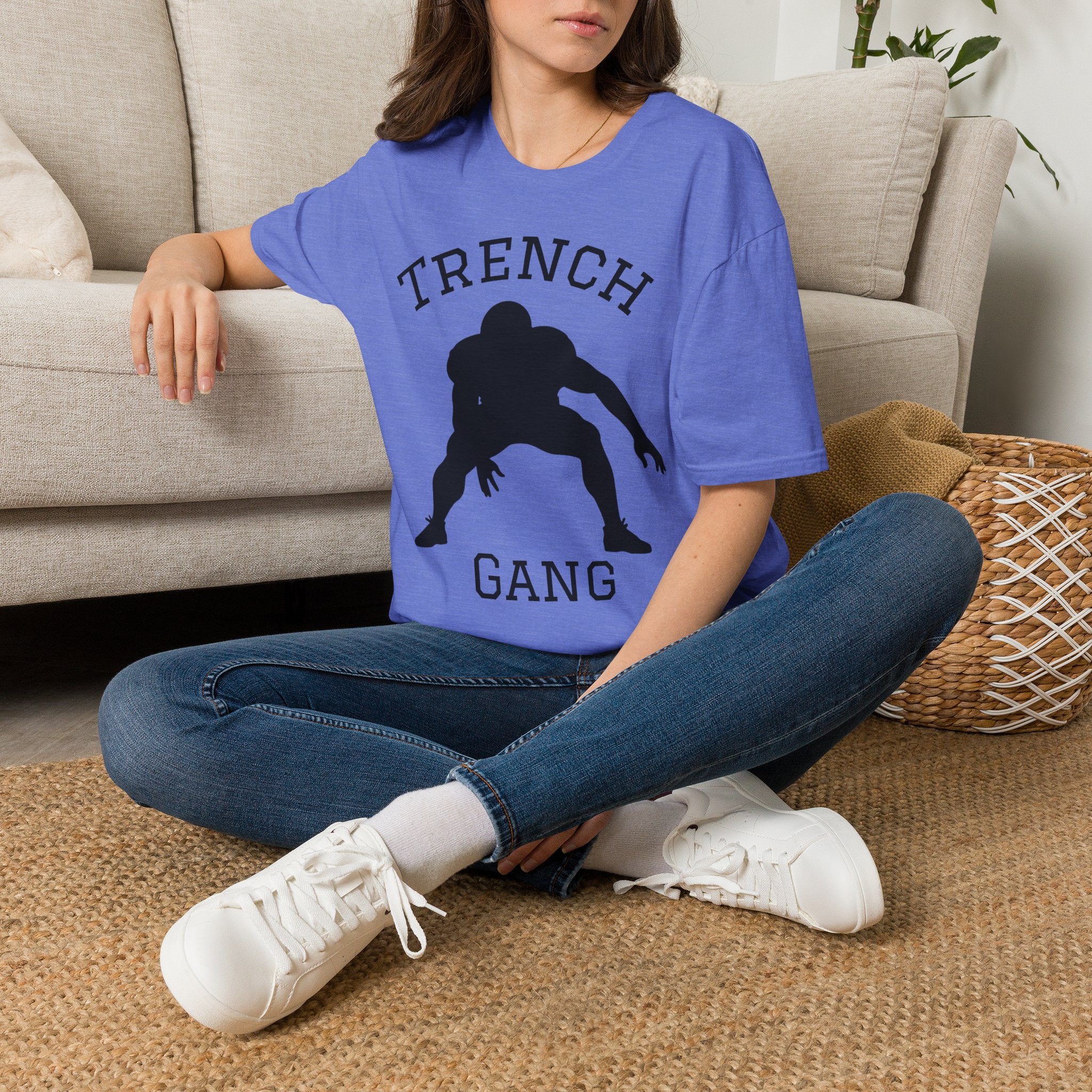 Football Lineman Tee — Retro Trench 3‑Point Stance Tee