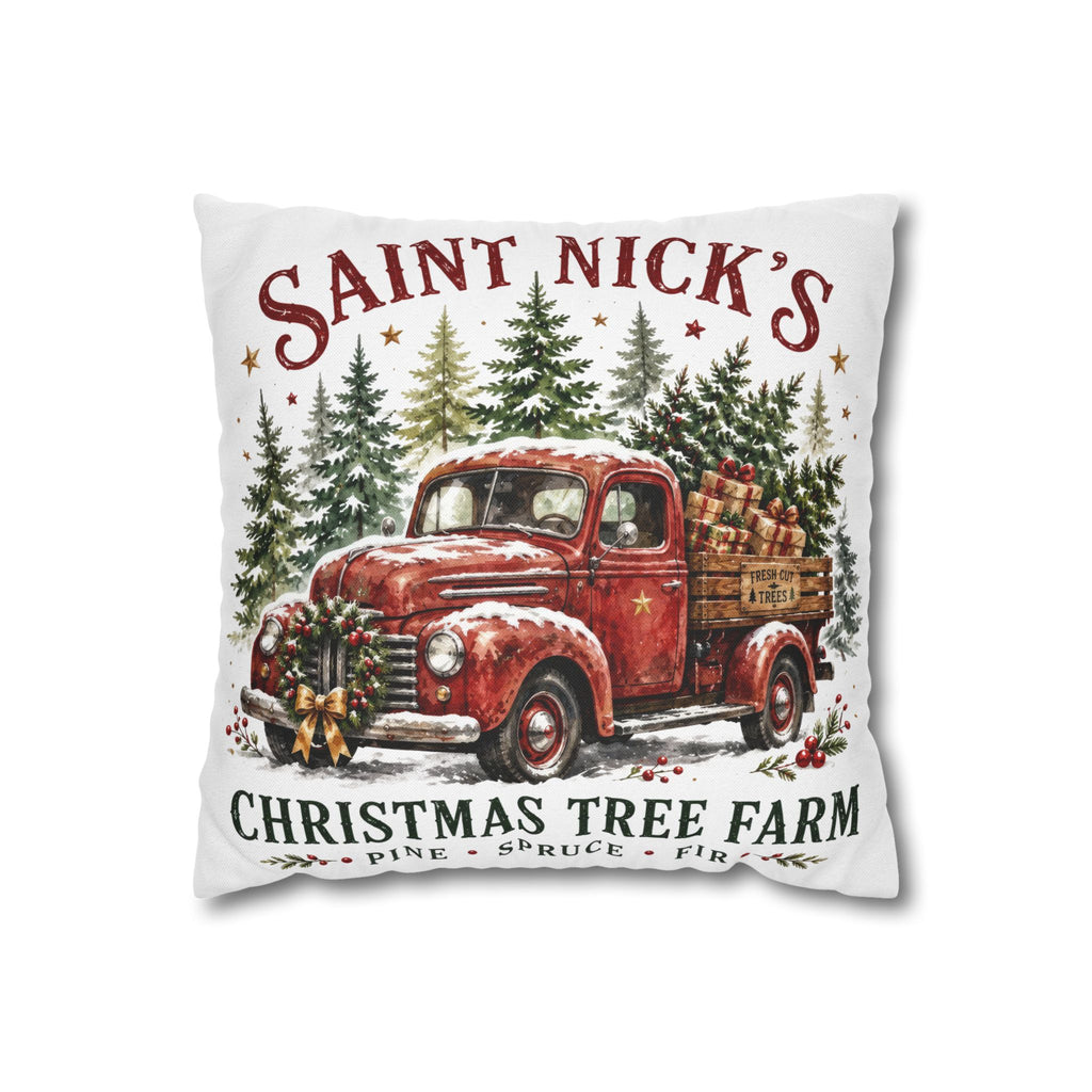 Christmas Pillowcase | Saint Nick's Christmas Tree Farm | Red Truck Holiday Decor