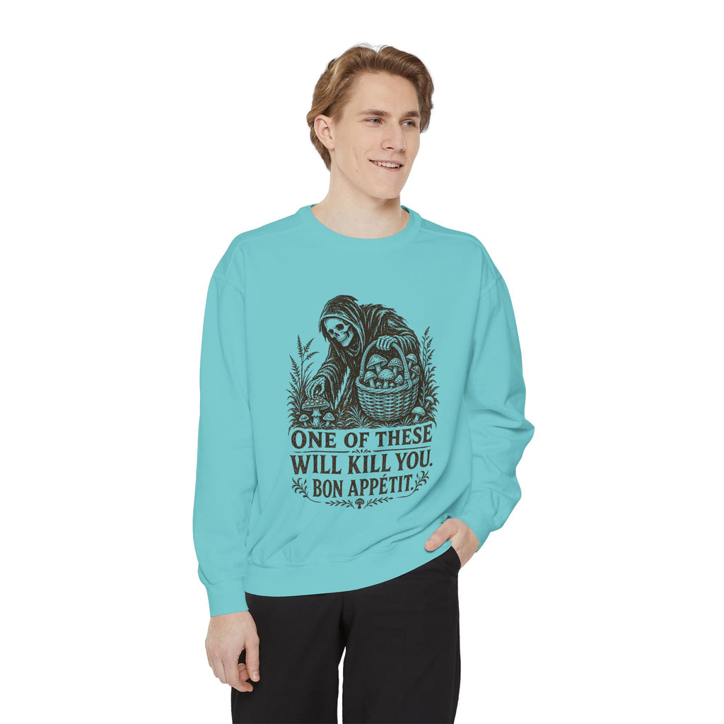 Comfort Colors Grim Reaper 'One of These Will Kill You - Bon Appétit' Sweatshirt