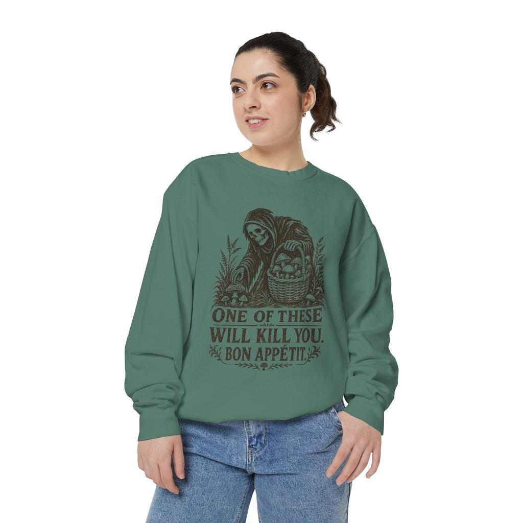 Comfort Colors Grim Reaper 'One of These Will Kill You - Bon Appétit' Sweatshirt