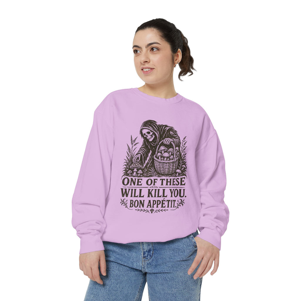 Comfort Colors Grim Reaper 'One of These Will Kill You - Bon Appétit' Sweatshirt