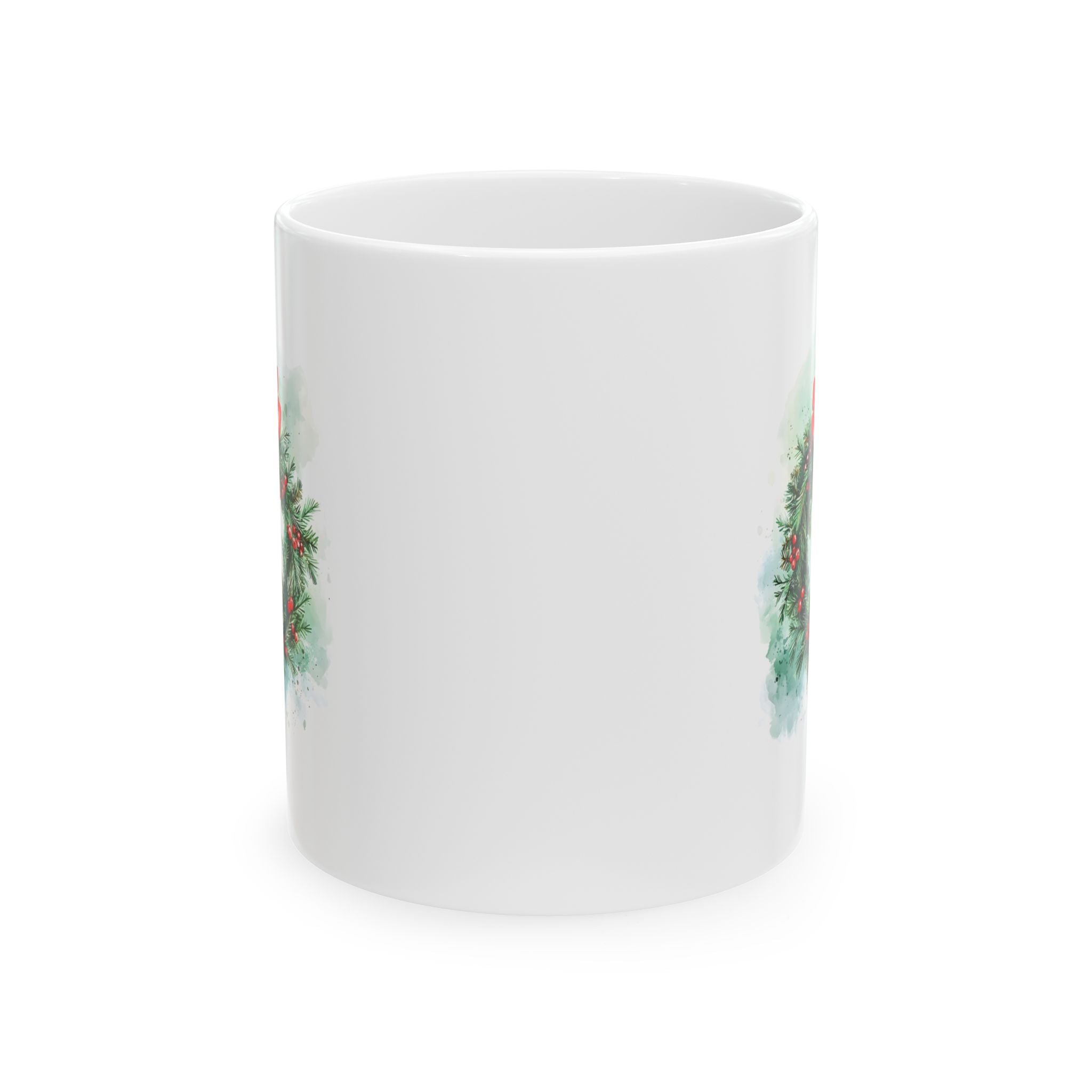 Christmas Wreath Ceramic Mug – Festive Holiday Coffee Cup (11oz, 15oz)