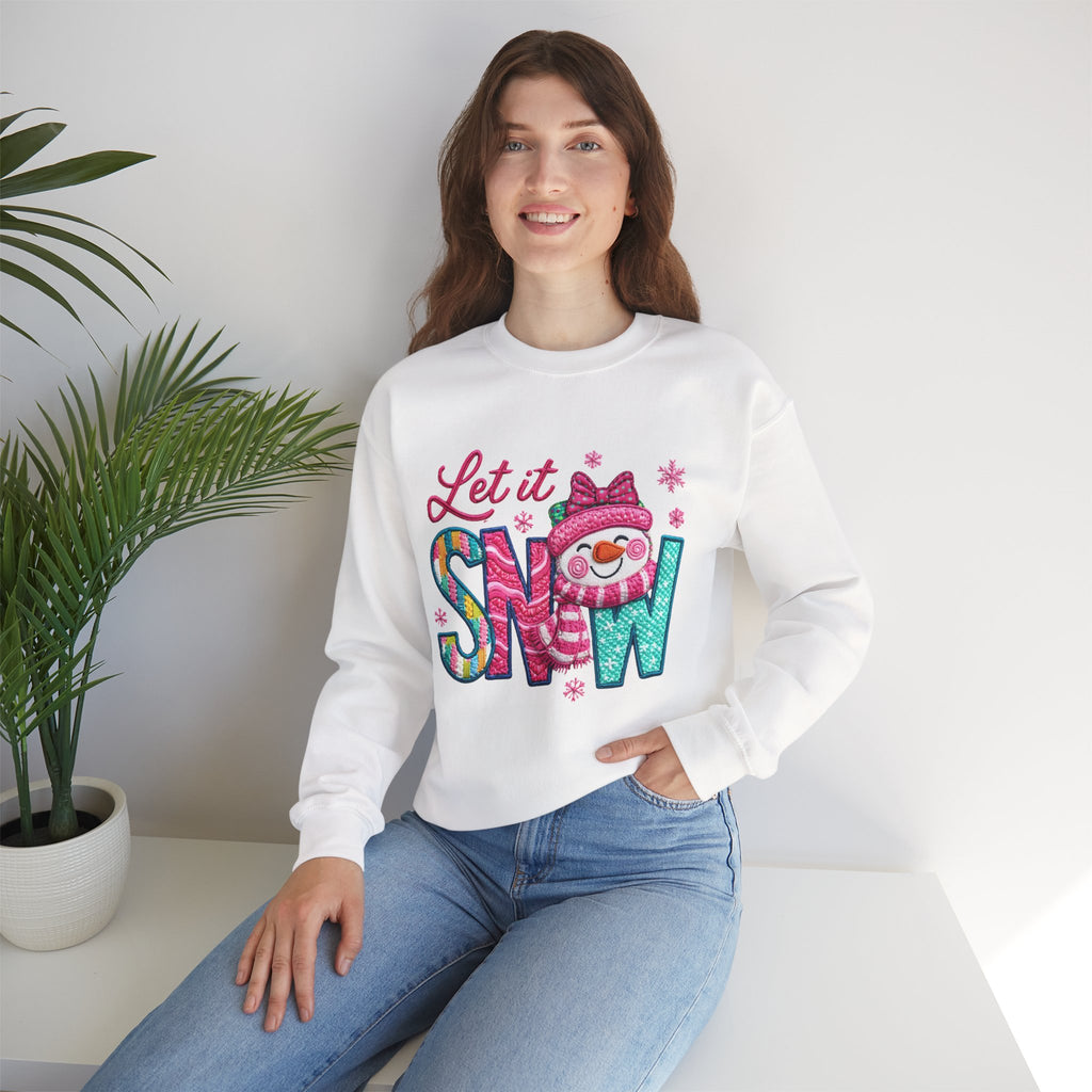 Let It Snow Crewneck Sweatshirt — Cute Snowman Winter Holiday Pullover