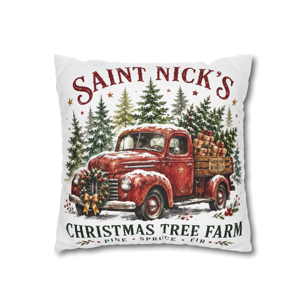 Christmas Pillowcase | Saint Nick's Christmas Tree Farm | Red Truck Holiday Decor