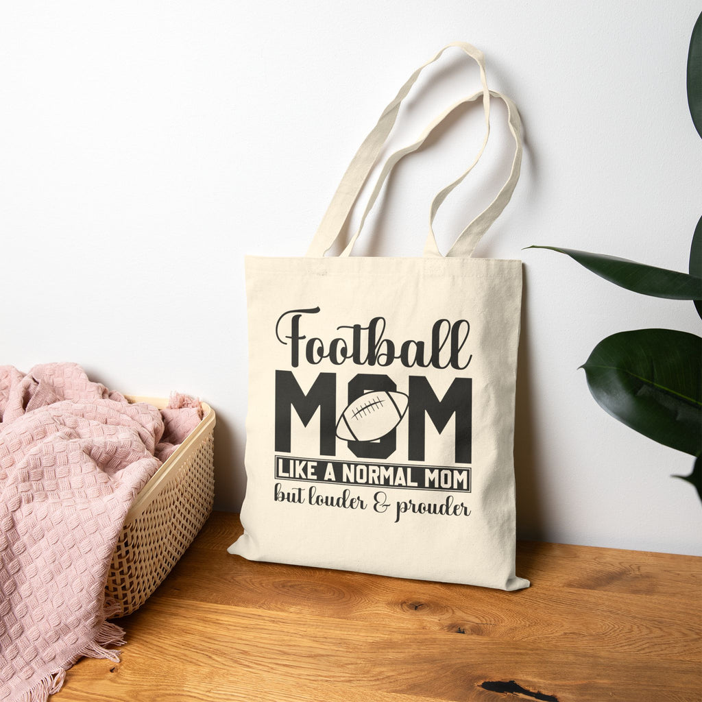 Football Mom Canvas Tote Bag — "Like a Normal Mom but Louder & Prouder"