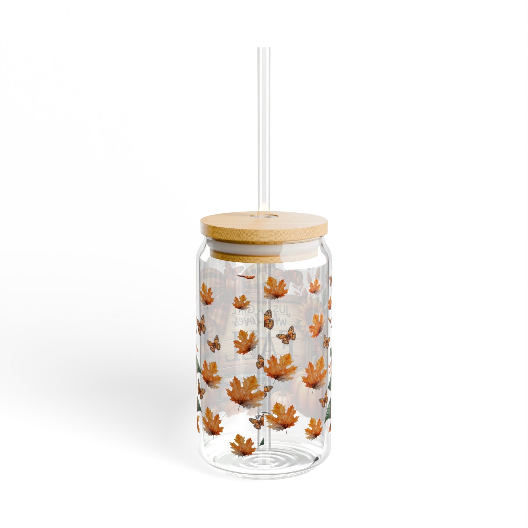 16oz Fall Sipper Glass - "Just a Girl Who Loves Fall" Sunflower & Pumpkin Tumbler