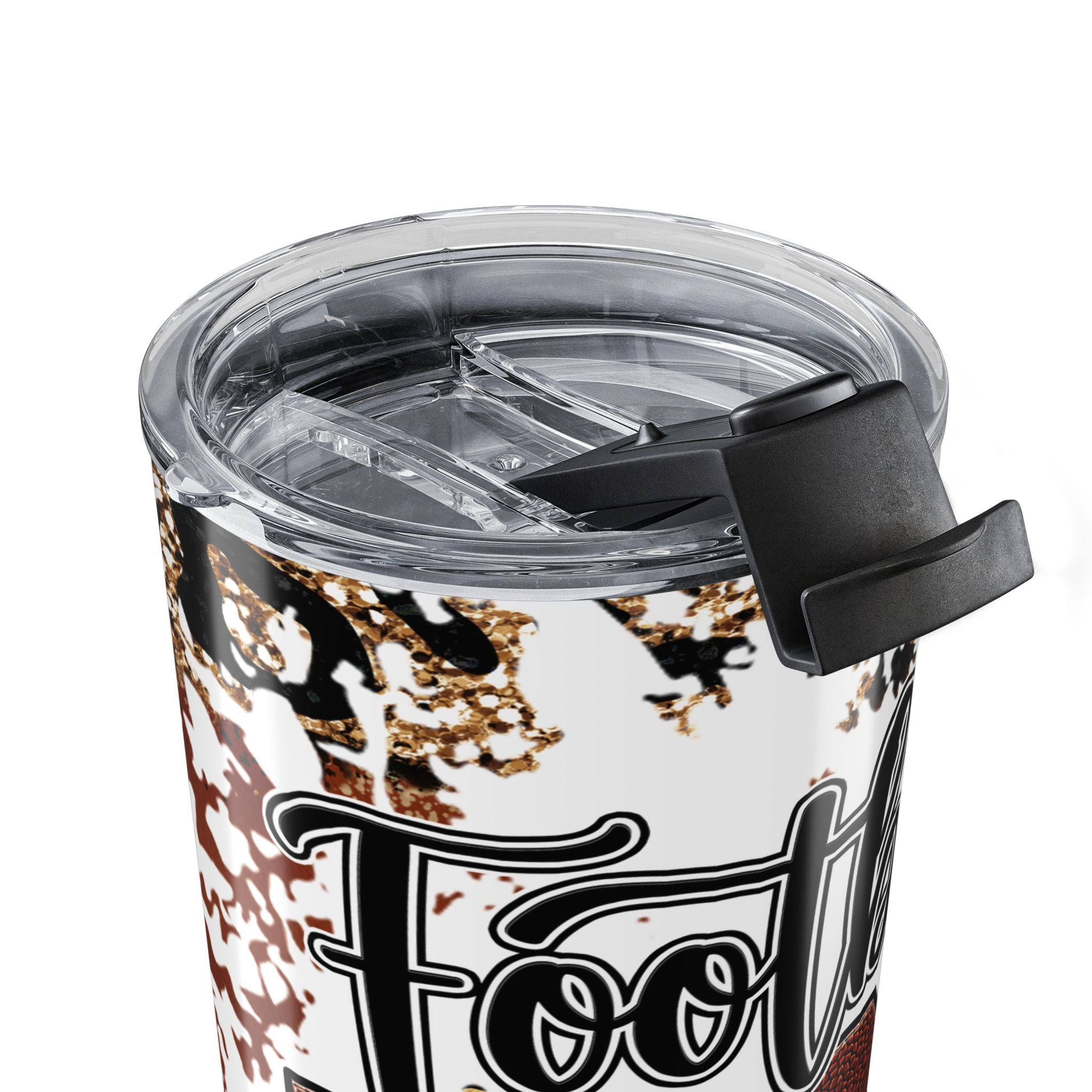Football Mom Leopard Glitter Football Design 20oz Tumbler Insulated Travel Cup