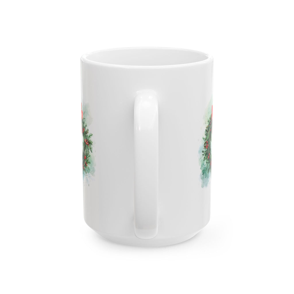 Christmas Wreath Ceramic Mug – Festive Holiday Coffee Cup (11oz, 15oz)