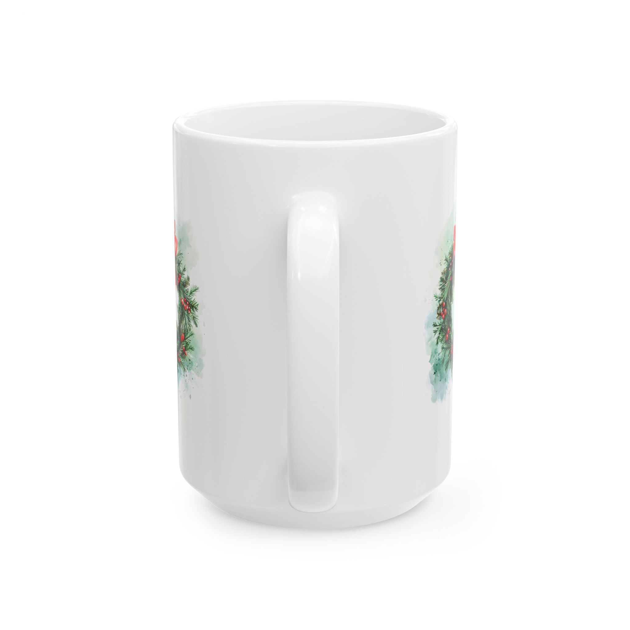 Christmas Wreath Ceramic Mug – Festive Holiday Coffee Cup (11oz, 15oz)