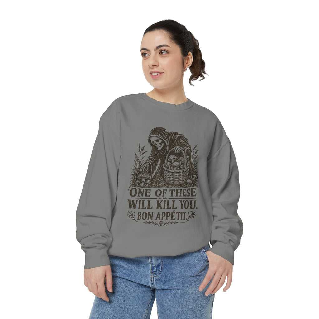 Comfort Colors Grim Reaper 'One of These Will Kill You - Bon Appétit' Sweatshirt