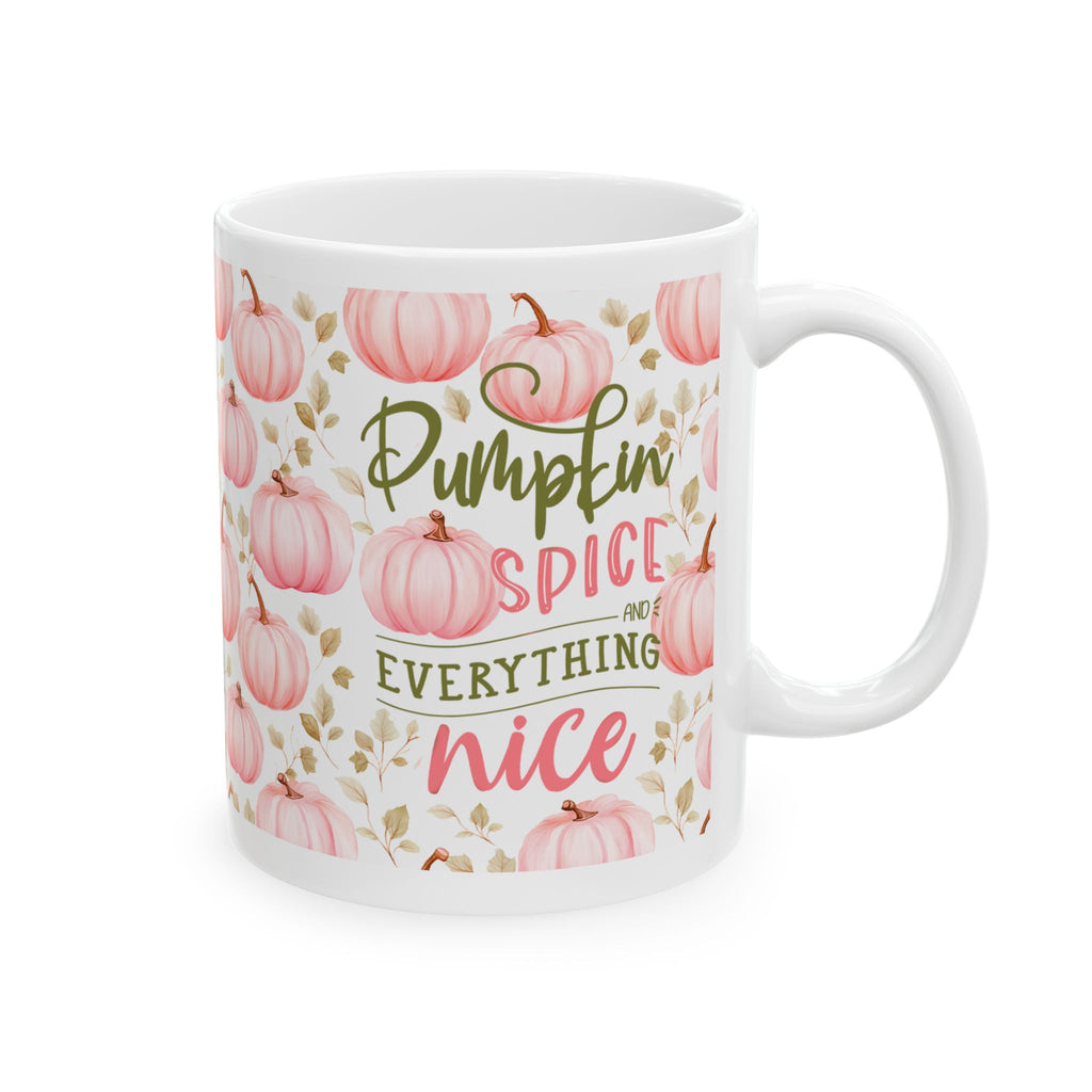 Pink Pumpkin Ceramic Mug — Autumn Floral Coffee Cup (11oz, 15oz)