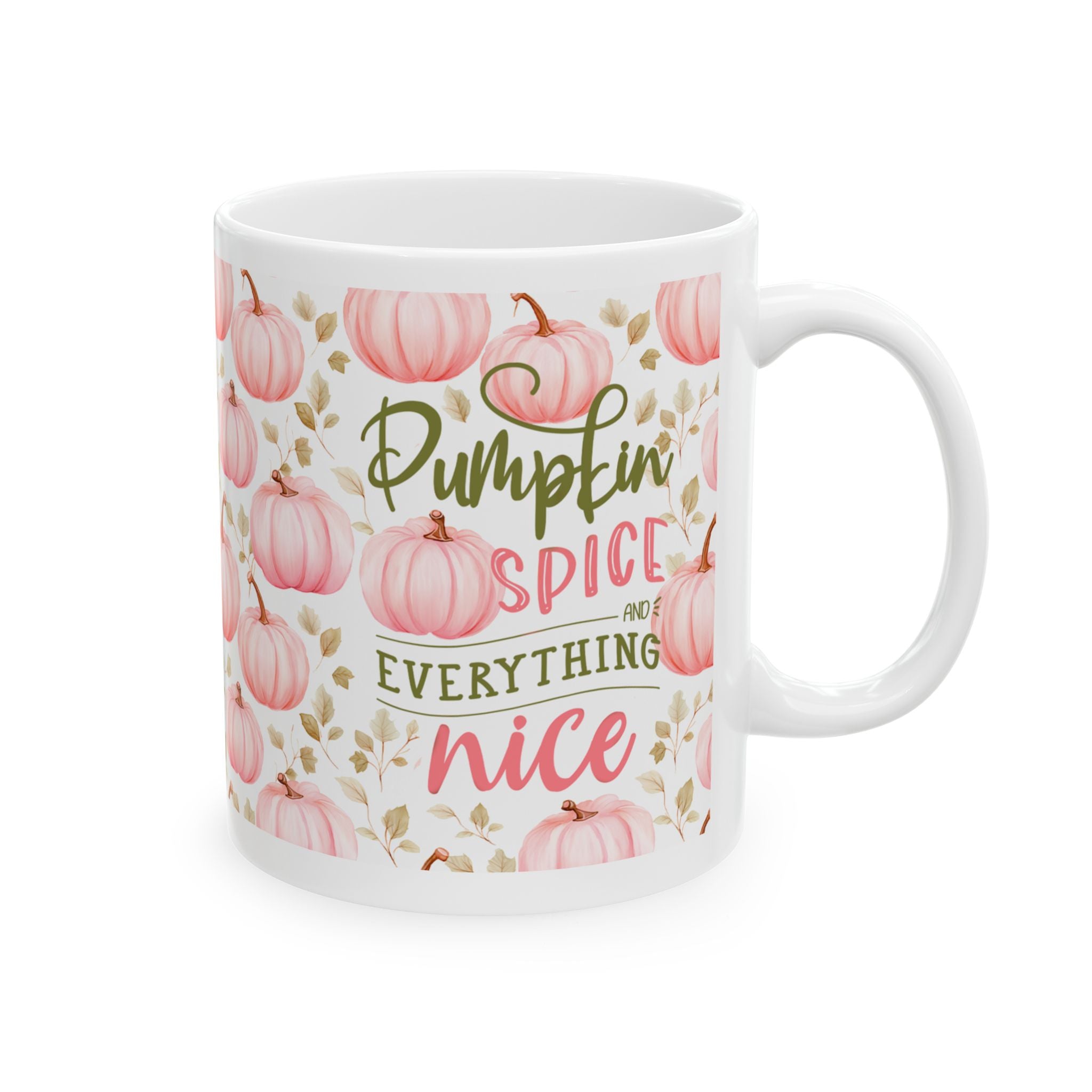 Pink Pumpkin Ceramic Mug — Autumn Floral Coffee Cup (11oz, 15oz)