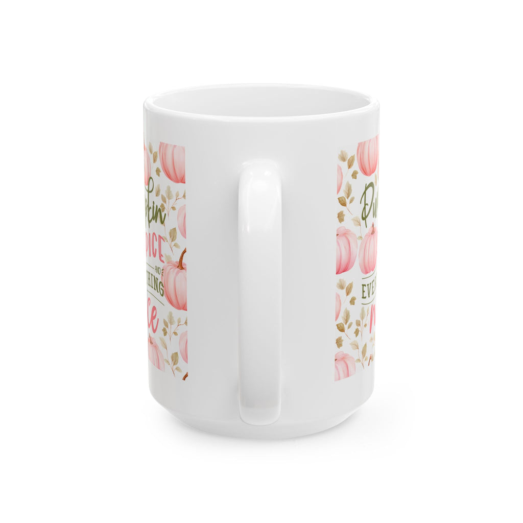 Pink Pumpkin Ceramic Mug — Autumn Floral Coffee Cup (11oz, 15oz)