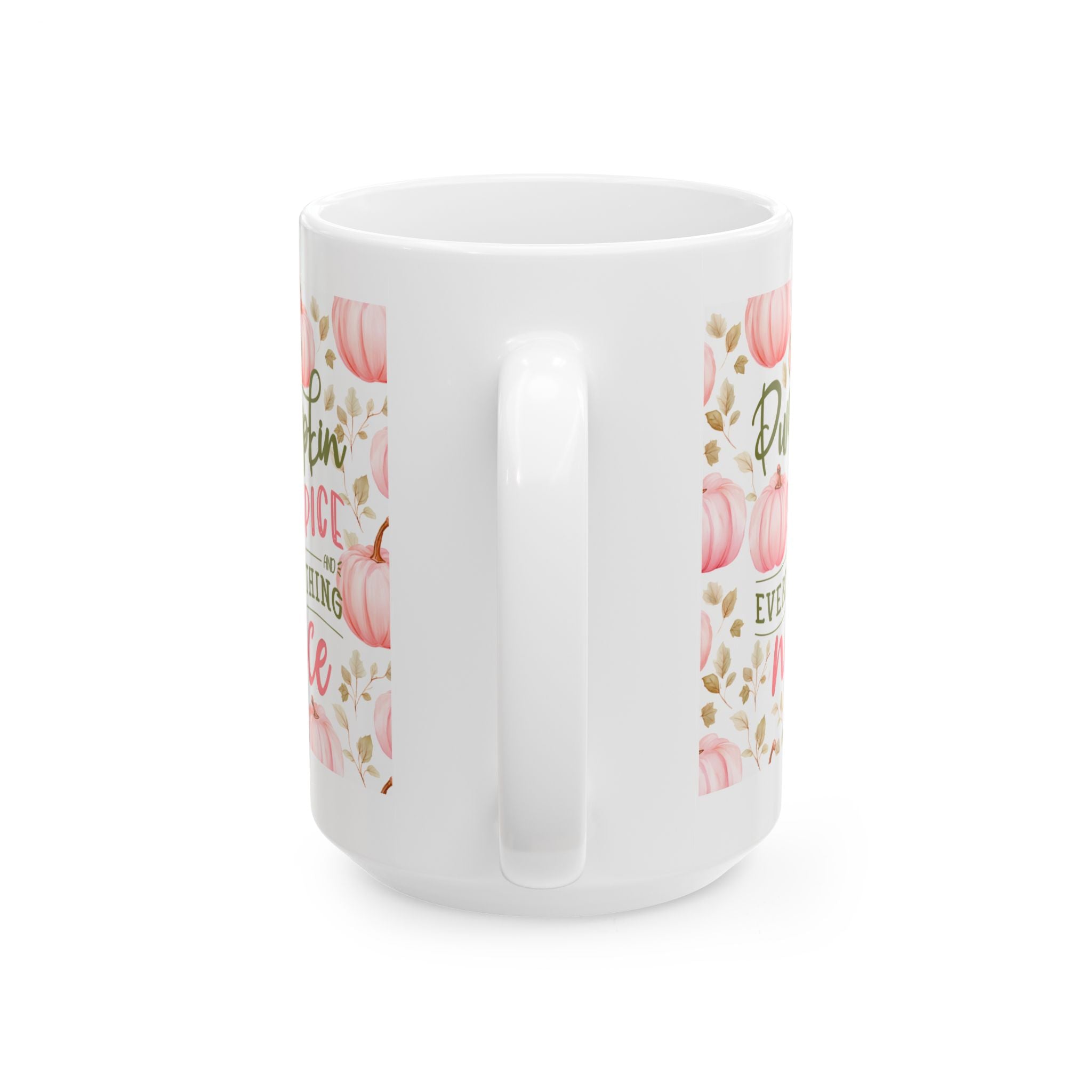 Pink Pumpkin Ceramic Mug — Autumn Floral Coffee Cup (11oz, 15oz)