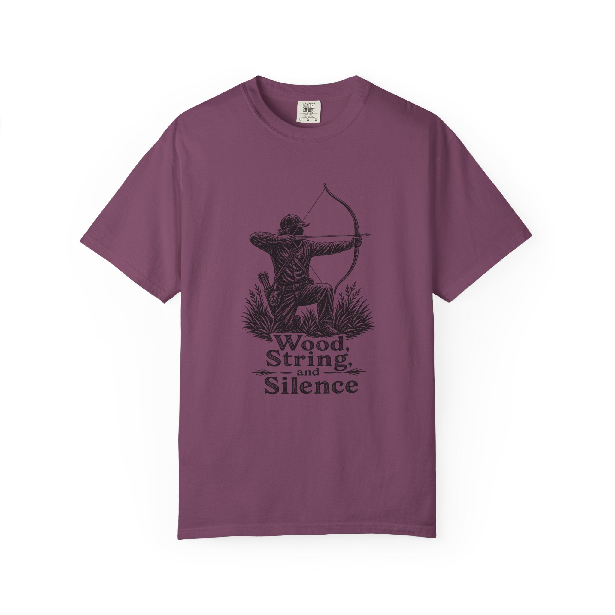 Comfort Colors® Archer Graphic T-Shirt — "Wood, String, and Silence" Vintage Archery Tee
