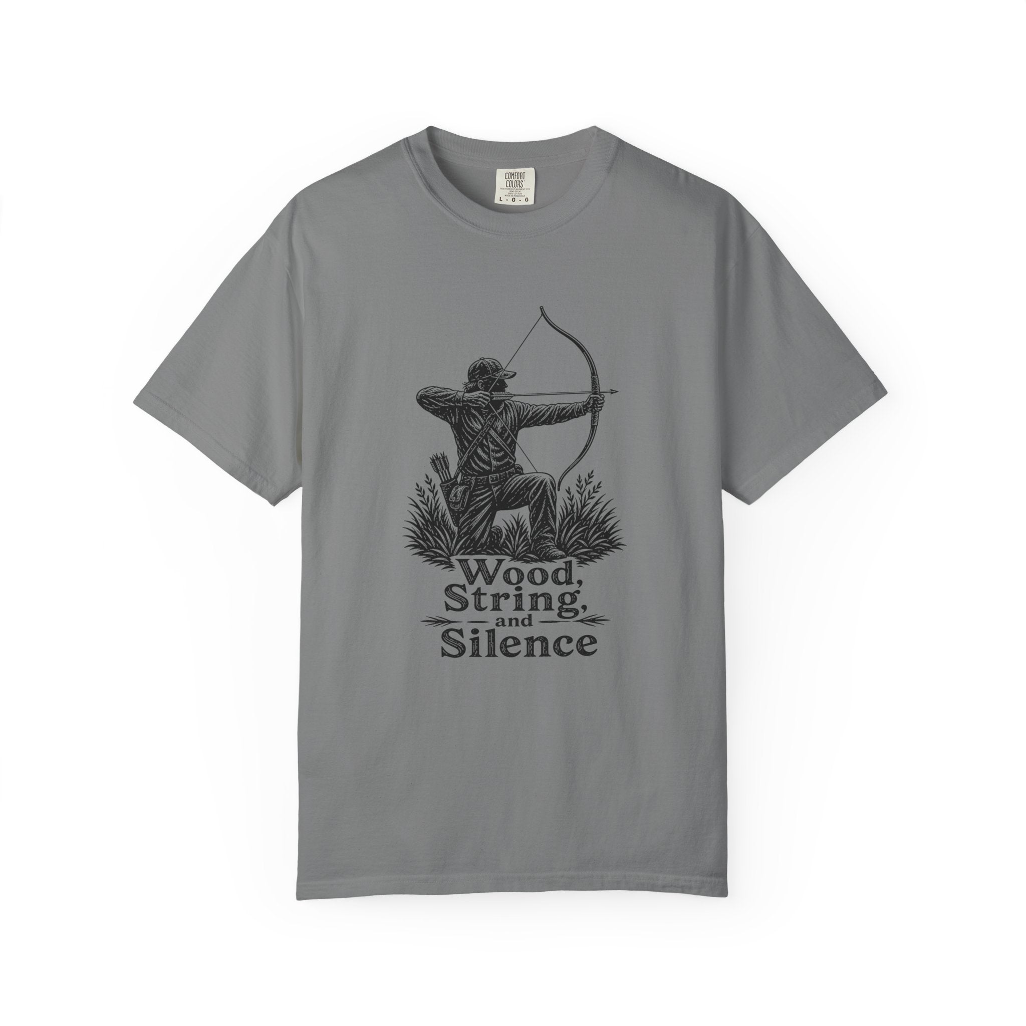 Comfort Colors® Archer Graphic T-Shirt — "Wood, String, and Silence" Vintage Archery Tee