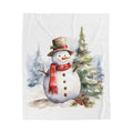 Watercolor Snowman Velveteen Plush Blanket | Christmas Winter Scene