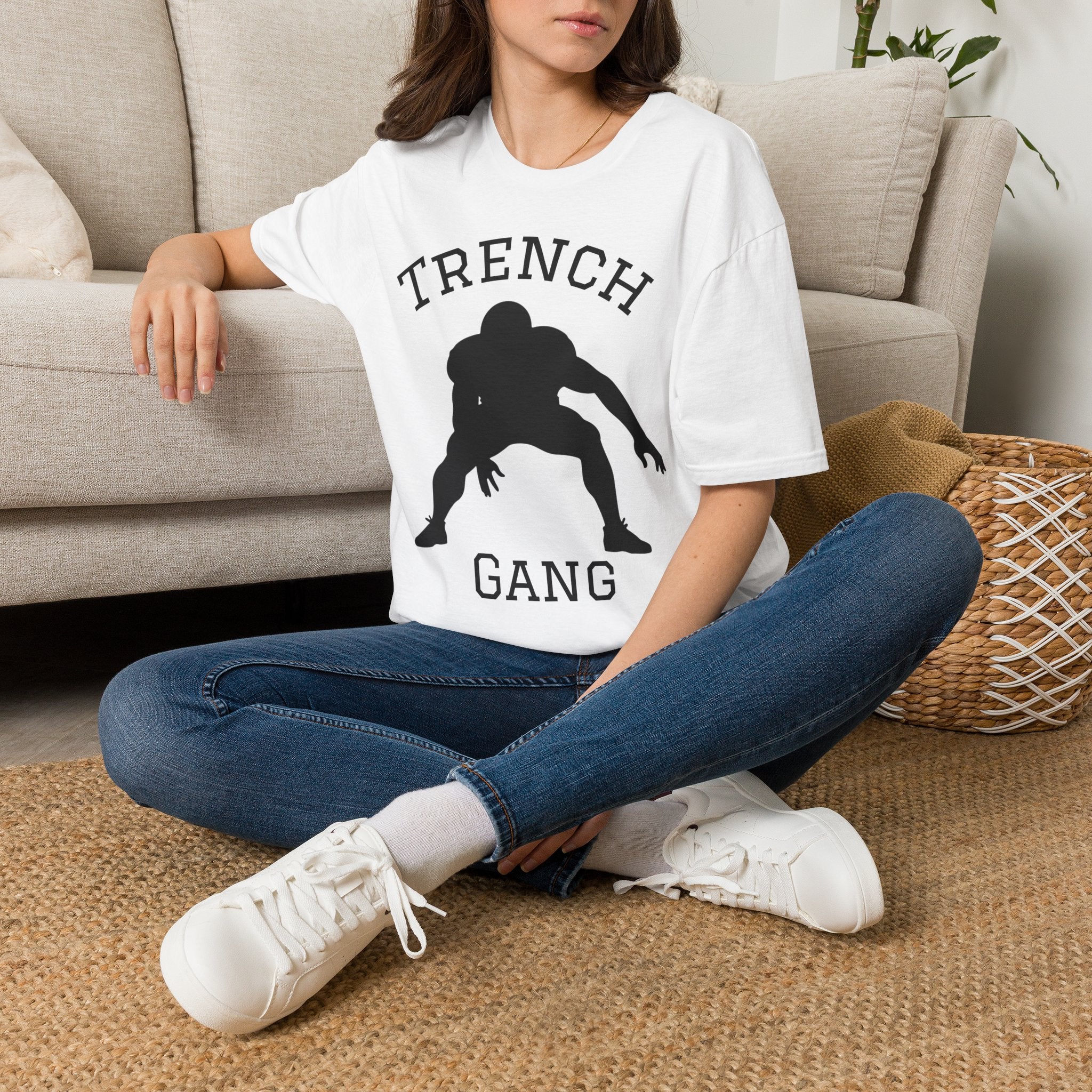 Football Lineman Tee — Retro Trench 3‑Point Stance Tee