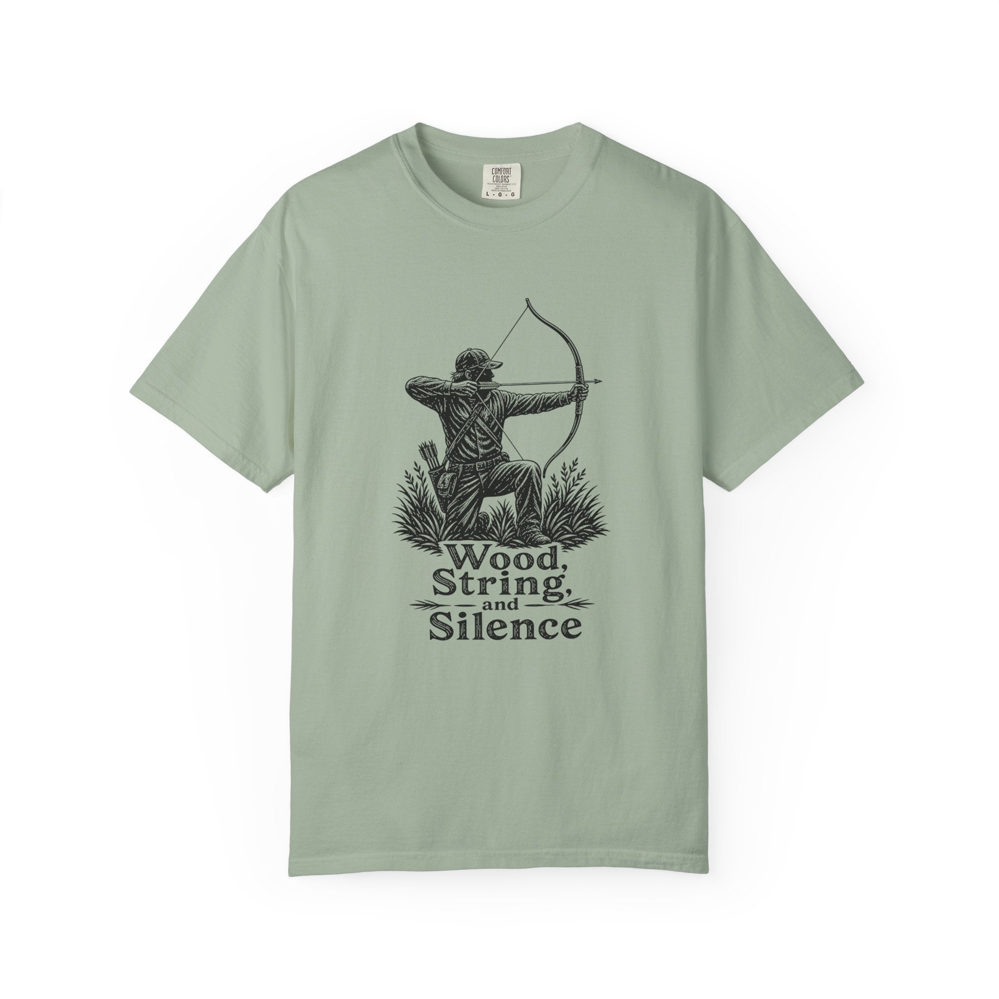 Comfort Colors® Archer Graphic T-Shirt — "Wood, String, and Silence" Vintage Archery Tee