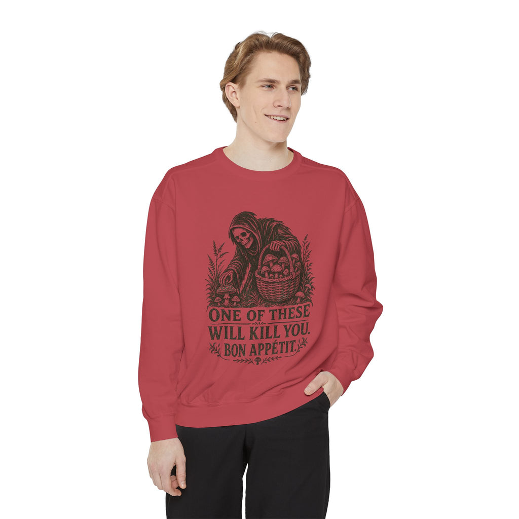 Comfort Colors Grim Reaper 'One of These Will Kill You - Bon Appétit' Sweatshirt