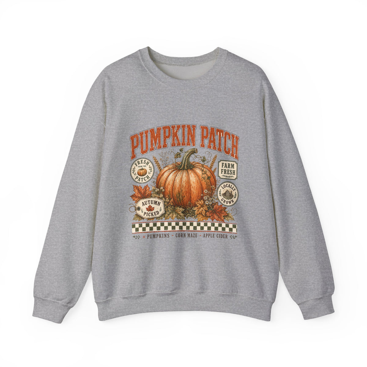 Pumpkin Patch Crewneck Sweatshirt — Vintage Autumn Farm Pumpkin Design