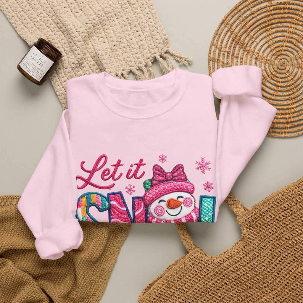 Let It Snow Crewneck Sweatshirt — Cute Snowman Winter Holiday Pullover